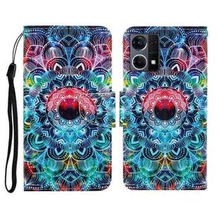 For OPPO Reno7 4G Colored Drawing Pattern Flip Leather Phone Case(Mandala)