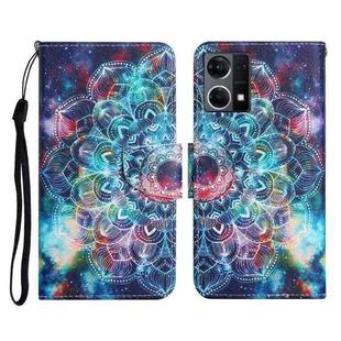 For OPPO Reno7 4G Colored Drawing Pattern Flip Leather Phone Case(Star Mandala)