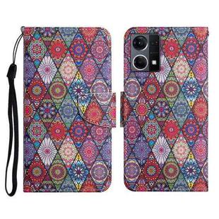 For OPPO Reno7 4G Colored Drawing Pattern Flip Leather Phone Case(Diamond Kaleidoscope)