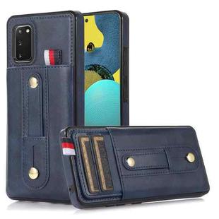 For Samsung Galaxy S20 Wristband Kickstand Wallet Leather Phone Case(Blue)