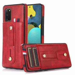 For Samsung Galaxy S20 Wristband Kickstand Wallet Leather Phone Case(Red)