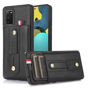 For Samsung Galaxy S20+ Wristband Kickstand Wallet Leather Phone Case(Black)