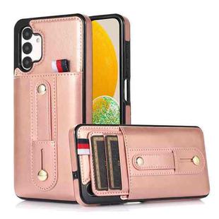 For Samsung Galaxy A52 5G / 4G Wristband Kickstand Wallet Leather Phone Case(Rose Gold)