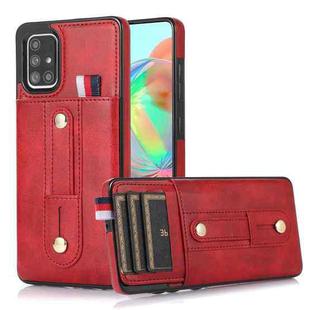 For Samsung Galaxy A71 4G Wristband Kickstand Wallet Leather Phone Case(Red)