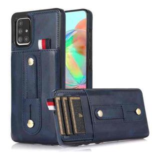 For Samsung Galaxy A51 4G Wristband Kickstand Wallet Leather Phone Case(Blue)
