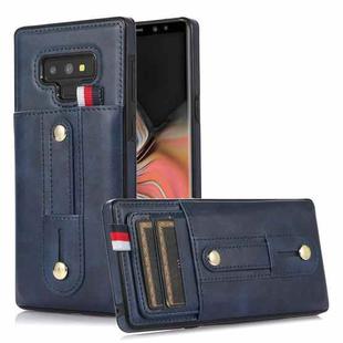 For Samsung Galaxy Note9 Wristband Kickstand Wallet Leather Phone Case(Blue)