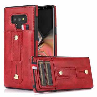 For Samsung Galaxy Note9 Wristband Kickstand Wallet Leather Phone Case(Red)