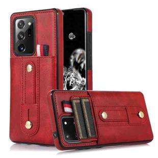 For Samsung Galaxy Note20 Ultra Wristband Kickstand Wallet Leather Phone Case(Red)