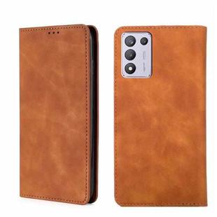 For OPPO K9s/Realme Q3s Skin Feel Magnetic Horizontal Flip Leather Phone Case(Light Brown)
