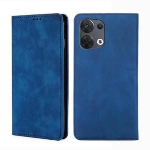 For OPPO Reno8 5G Skin Feel Magnetic Horizontal Flip Leather Phone Case(Blue)