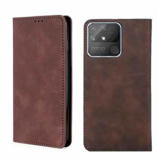 For OPPO Realme Narzo 50A Skin Feel Magnetic Horizontal Flip Leather Phone Case(Dark Brown)
