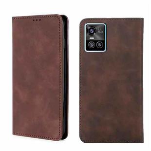 For vivo S10/S10 Pro Skin Feel Magnetic Horizontal Flip Leather Phone Case(Dark Brown)