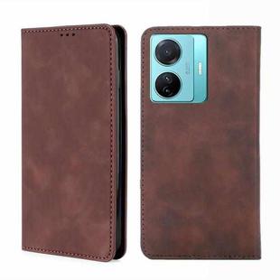 For vivo S15e 5G/T1 Snapdragon 778G Skin Feel Magnetic Horizontal Flip Leather Phone Case(Dark Brown)