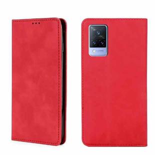 For vivo V21 4G/5G Skin Feel Magnetic Horizontal Flip Leather Phone Case(Red)