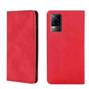 For vivo V21e 4G/Y73 2021 Skin Feel Magnetic Horizontal Flip Leather Phone Case(Red)