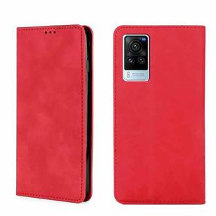 For vivo X60 Pro Overseas Version / X60 5G Curved Surface Version Skin Feel Magnetic Horizontal Flip Leather Phone Case(Red)