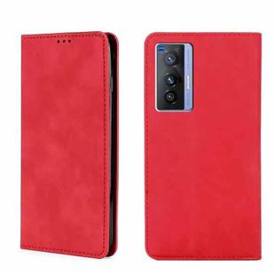 For vivo X70 Skin Feel Magnetic Horizontal Flip Leather Phone Case(Red)