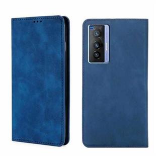 For vivo X70 Skin Feel Magnetic Horizontal Flip Leather Phone Case(Blue)