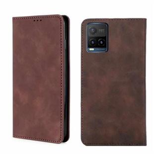 For vivo Y21/Y21s/Y33s Skin Feel Magnetic Horizontal Flip Leather Phone Case(Dark Brown)
