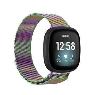 For Fitbit  Versa 4 / 3 Milanese Magnetic Metal Weave Watchband, Large Size(Colorful)