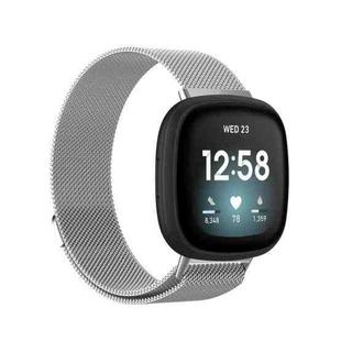 For Fitbit  Versa 4 / 3 Milanese Magnetic Metal Weave Watchband, Large Size(Silver)