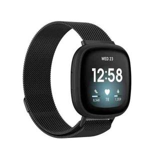For Fitbit  Versa 4 / 3 Milanese Magnetic Metal Weave Watchband, Large Size (Black)