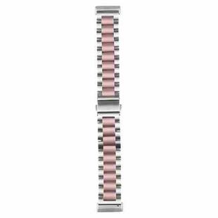 For Fitbit Versa 4/Sense 2/Versa 3/Sense 3 Beads Stainless Steel Watch Band(Silver Pink)