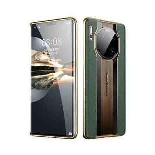 For Huawei Mate 30 Electroplated Lychee Genuine Leather Phone Case(Green)