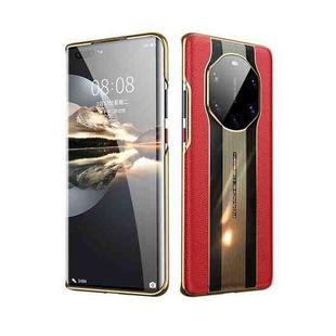 For Huawei Mate 40 RS Porsche Design Electroplated Lychee Genuine Leather Phone Case(Red)