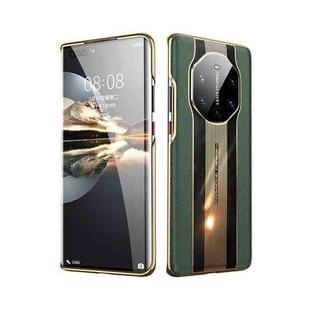 For Huawei Mate 40 Electroplated Lychee Genuine Leather Phone Case(Green)