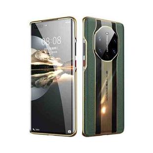 For Huawei Mate 40 Pro Electroplated Lychee Genuine Leather Phone Case(Green)