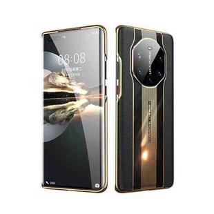 For Huawei Mate 40 Pro+ Electroplated Lychee Genuine Leather Phone Case(Black)