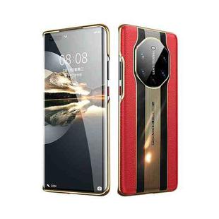 For Huawei Mate 40 Pro+ Electroplated Lychee Genuine Leather Phone Case(Red)