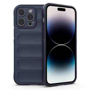 For iPhone 14 Pro Max Magic Shield TPU + Flannel Phone Case (Dark Blue)