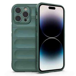 For iPhone 14 Pro Max Magic Shield TPU + Flannel Phone Case (Dark Green)