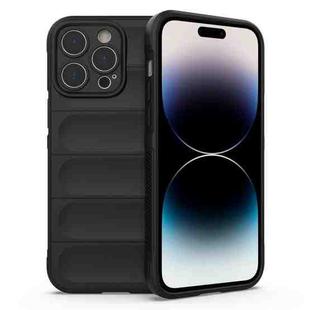 For iPhone 14 Pro Max Magic Shield TPU + Flannel Phone Case (Black)