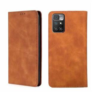 For Xiaomi Redmi 10 Skin Feel Magnetic Flip Leather Phone Case(Light Brown)