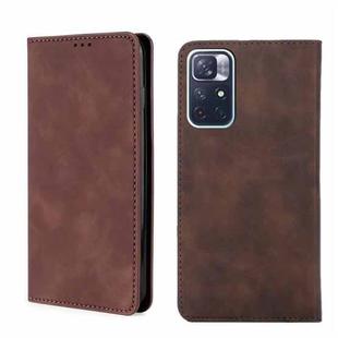 For Xiaomi Redmi Note 11 5G/Xiaomi Poco M4 Pro 5G Skin Feel Magnetic Flip Leather Phone Case(Dark Brown)