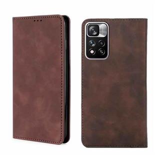 For Xiaomi Redmi Note 11 Pro/Note11 Pro+ 5G Skin Feel Magnetic Flip Leather Phone Case(Dark Brown)
