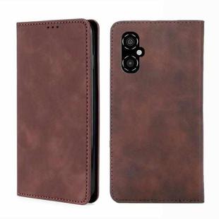 For Xiaomi Poco M4 5G Skin Feel Magnetic Flip Leather Phone Case(Dark Brown)