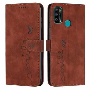 For Infinix Hot 9 Play / 10 Play / 11 Play Skin Feel Heart Pattern Leather Phone Case(Brown)