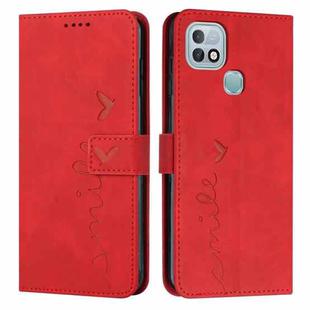 For Infinix Hot 10i Skin Feel Heart Pattern Leather Phone Case(Red)