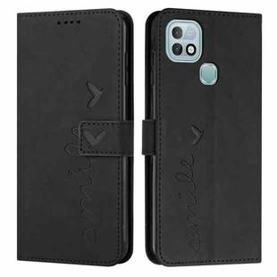 For Infinix Hot 10i Skin Feel Heart Pattern Leather Phone Case(Black)