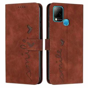 For Infinix Hot 10s Skin Feel Heart Pattern Leather Phone Case(Brown)