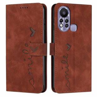 For Infinix Hot 11s Skin Feel Heart Pattern Leather Phone Case(Brown)