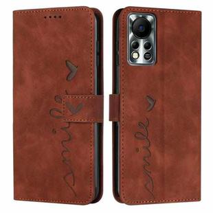For Infinix Hot 11s NFC Skin Feel Heart Pattern Leather Phone Case(Brown)