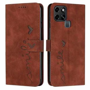 For Infinix Smart 6 Skin Feel Heart Pattern Leather Phone Case(Brown)