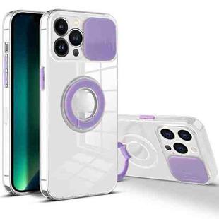 Sliding Camera Cover Design TPU Phone Case For iPhone 13 Pro Max(Purple)