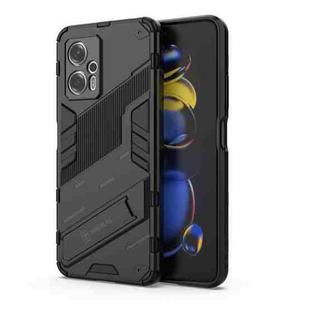 For Xiaomi Redmi Note 11T Pro 5G China Punk Armor 2 in 1 PC + TPU Shockproof Phone Case with Invisible Holder(Black)