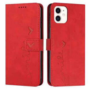 For iPhone 11 Skin Feel Heart Pattern Leather Phone Case (Red)